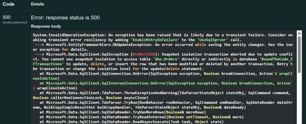 Snapshot error when you try to update the same record twice at the same time