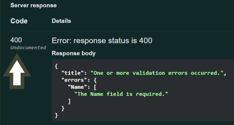 API returns 400 Bad Request which is undocumented in OpenAPI/Swagger
