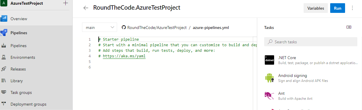 An example of azure-pipelines.yml file