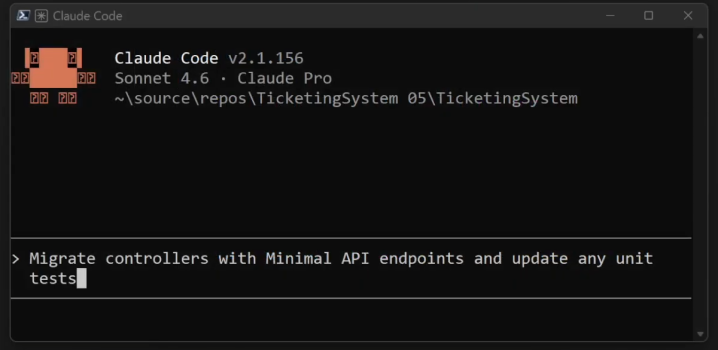 The initial prompt we gave to Claude Code to migrate Controllers to Minimal APIs