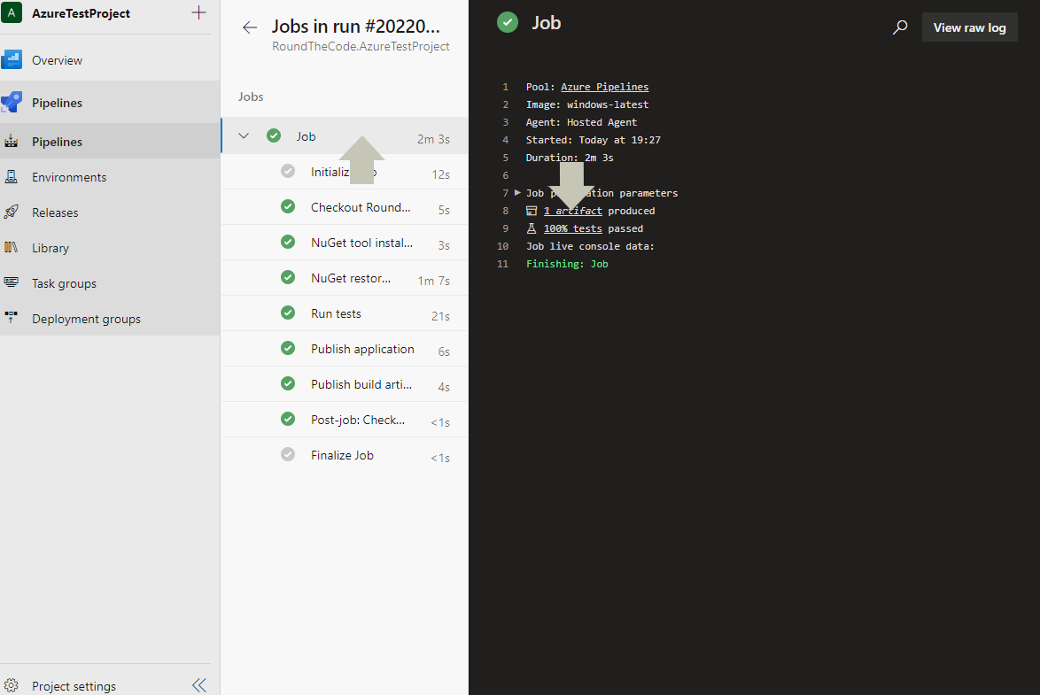 Successful build pipeline in Azure Pipelines