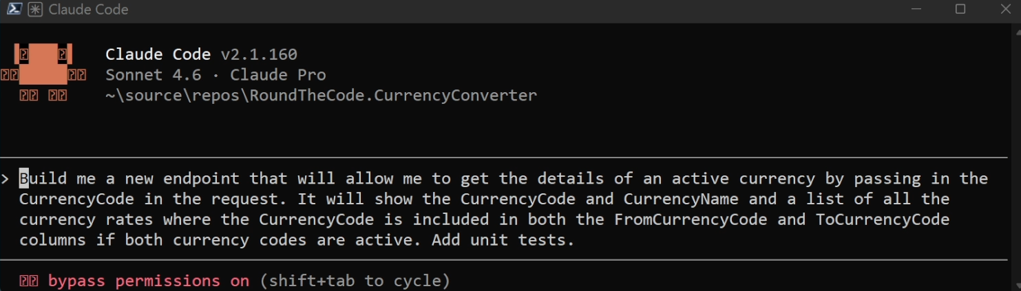 The prompt we gave Claude Code to add a new endpoint