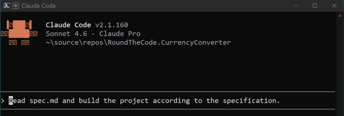 The prompt that we used for Claude Code to read the spec and create the .NET project