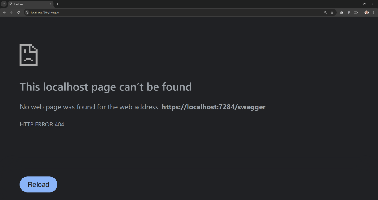 You get a 404 Not Found error when navigating to the Swagger page
