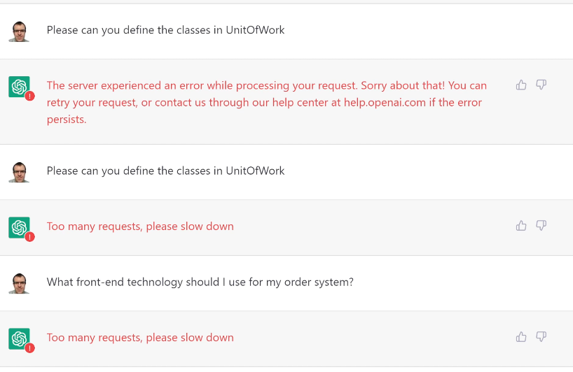 Server issues with ChatGPT