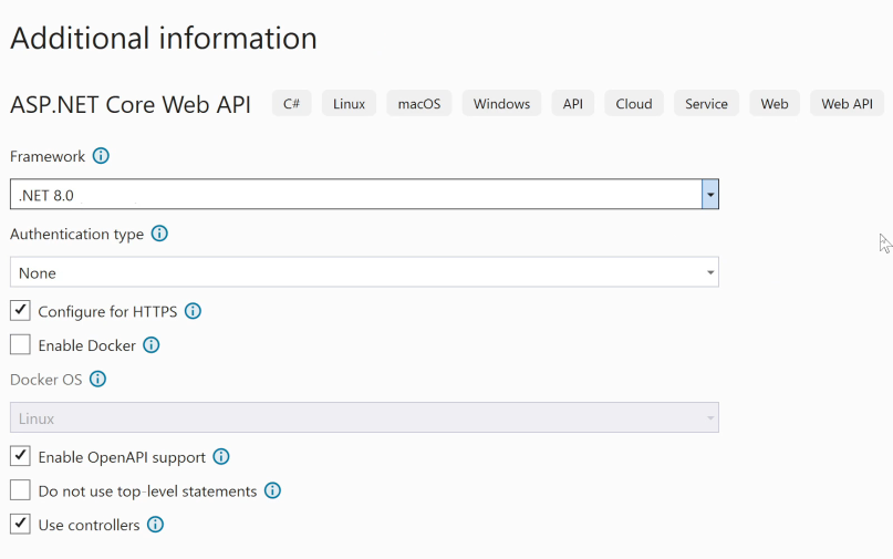 Create a .NET 8 project in Visual Studio