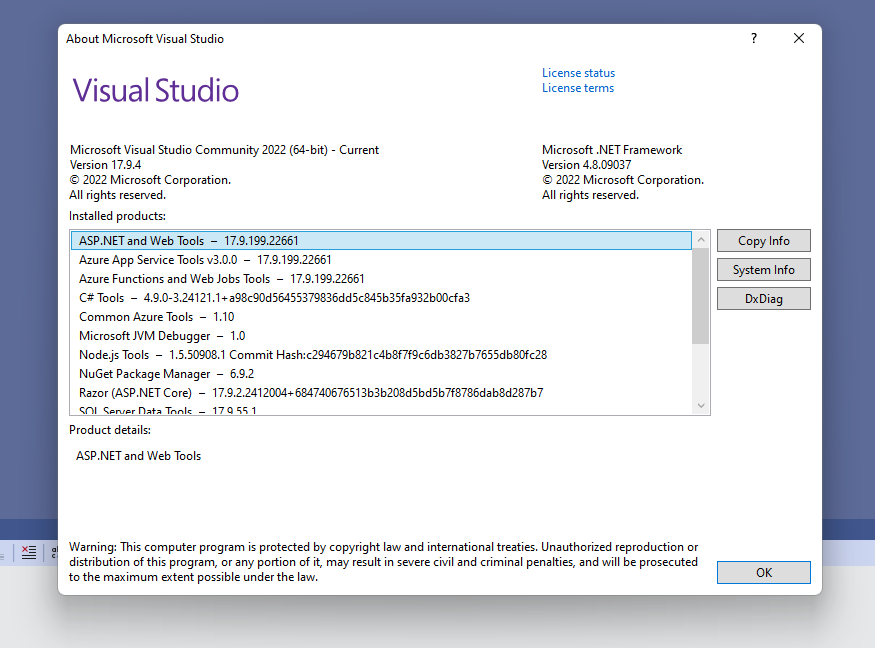 How to find which version installed in Visual Studio 2022
