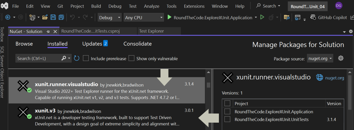 Add new xUnit projects to your xUnit project