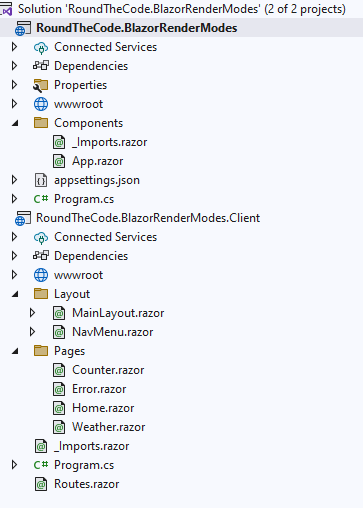 Blazor WebAssembly project in a Blazor Web App