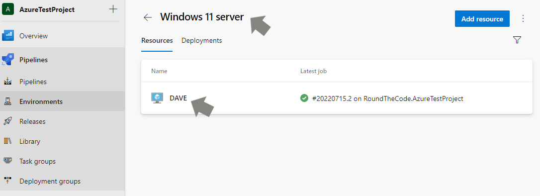 Finding the environment name for YAML pipeline in Azure DevOps