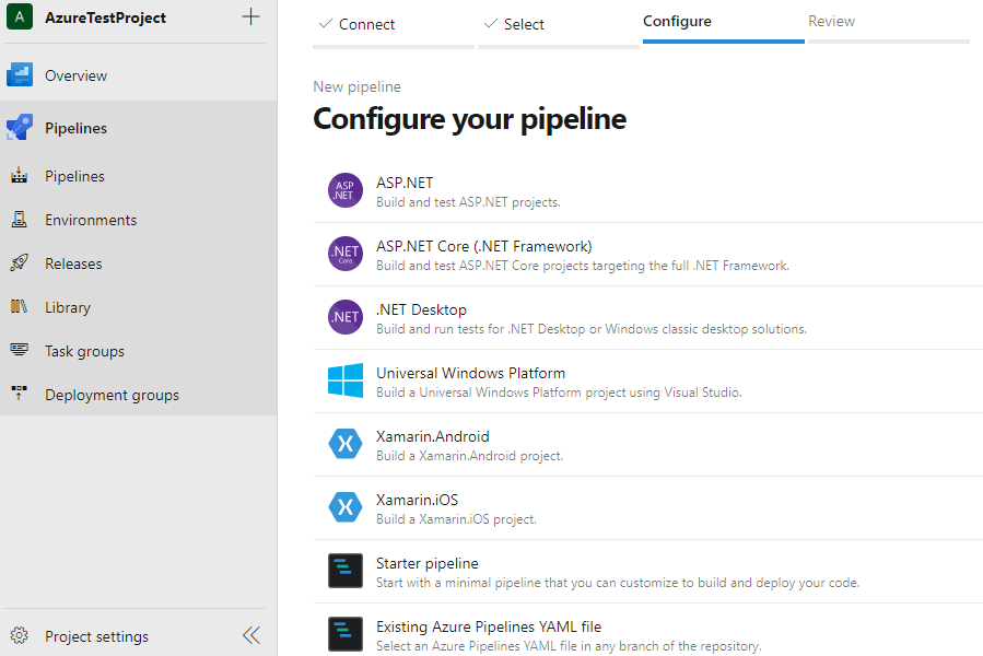 Configure a Azure DevOps pipeline