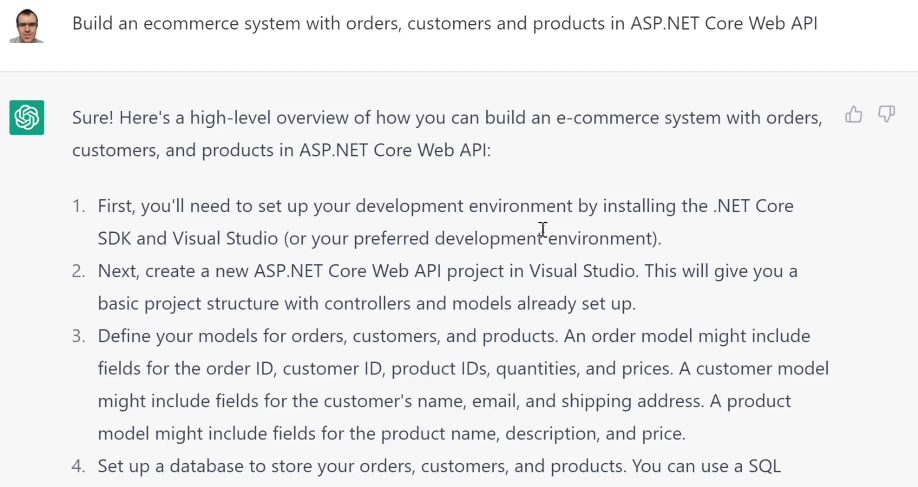 Build an .NET ecommerce system with ChatGPT